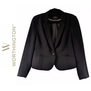 Worthington Double Breasted Blazer, Black, Size L